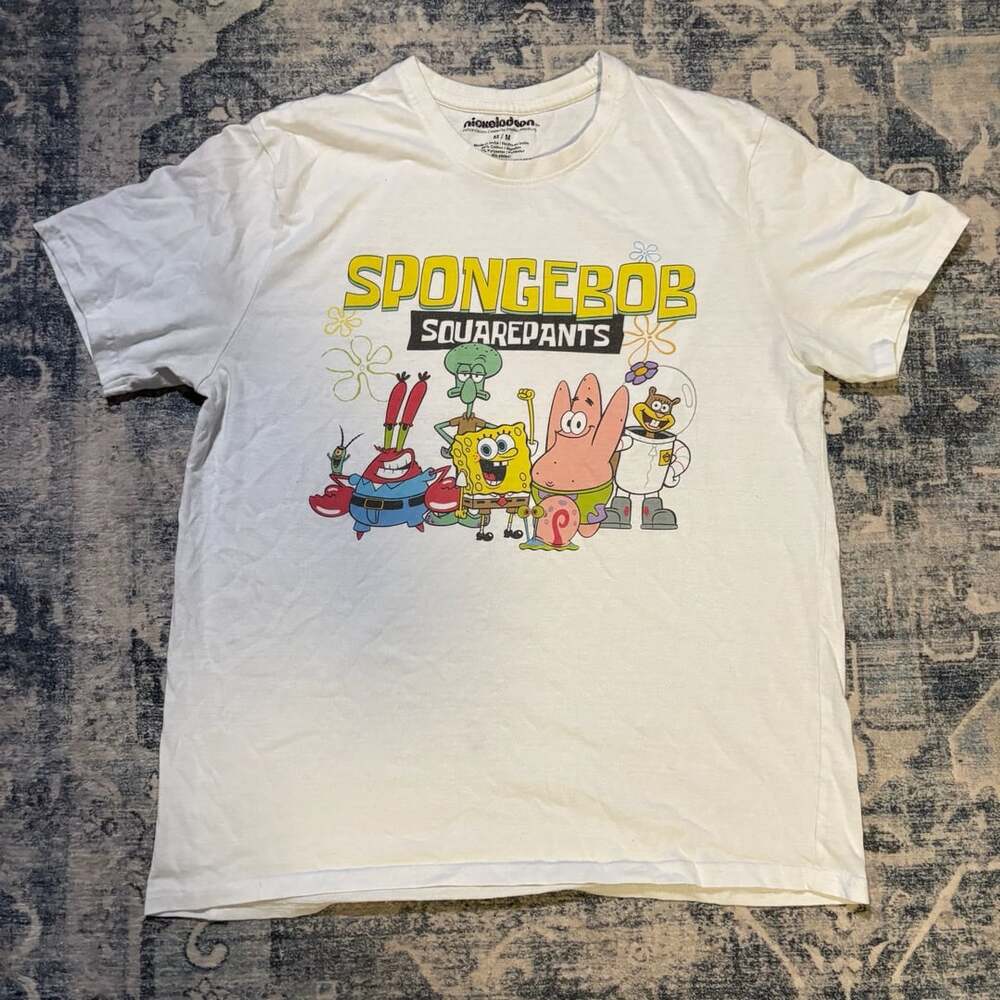 Nickelodeon Spongebob Squarepants T-Shirt Size M White Graphic Tee